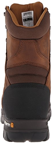 Carhartt mens 8" Rugged Flex Insulated Waterproof Breathable Safety Toe Leather Work Boot Cmf8389 Construction Shoe, Brown, 10.5 US