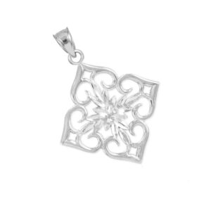 925 Sterling Silver Love Knot Charm Quatrefoil Flower Charm Pendant