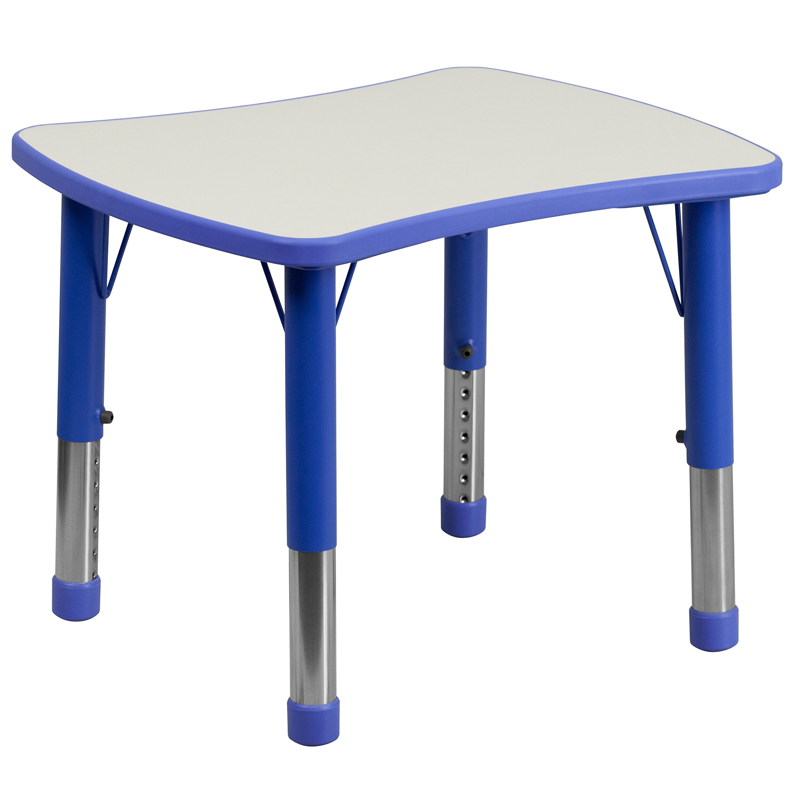 Flash Furniture Adjustable Classroom Activity Table for School/Home, Rectangular Plastic Table for Kids, 21.875"W x 26.625"D x 14.5-23.5"H, Blue/Gray