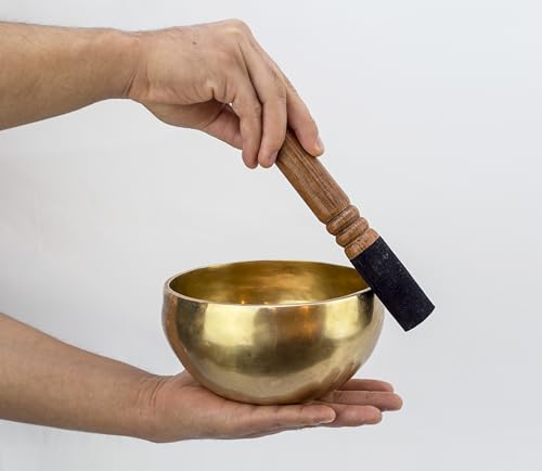 6-Inch Handmade Tibetan Singing Bowl ~ Superb B Crown Chakra Balancing ~ Best use for Meditation, Sound Healing, Cleansing, Mindfulness & Relaxation ~ Cushion & Sueded Leather wooden Mallet included