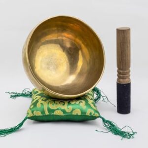 6-Inch Handmade Tibetan Singing Bowl ~ Superb B Crown Chakra Balancing ~ Best use for Meditation, Sound Healing, Cleansing, Mindfulness & Relaxation ~ Cushion & Sueded Leather wooden Mallet included