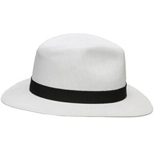 ULTRAFINO Trilby Straw Fedora WHITE Panama Hat 7 5/8