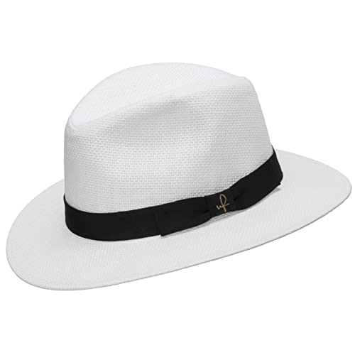 ULTRAFINO Trilby Straw Fedora WHITE Panama Hat 7 5/8