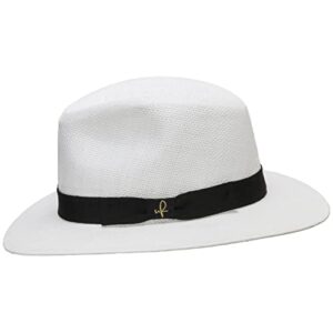 ULTRAFINO Trilby Straw Fedora WHITE Panama Hat 7 5/8