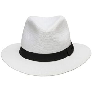 ULTRAFINO Trilby Straw Fedora WHITE Panama Hat 7 5/8