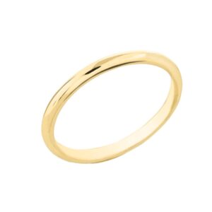 dainty 14k yellow gold comfort-fit band traditional 2mm wedding ring for women, size 5.5