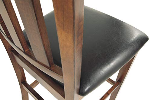 Signature Design by Ashley Ralene Traditional 26" Counter Height Faux Leather Seat Barstool, 2 Count, Brown