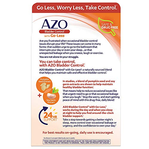 AZO Bladder Control with Go-Less Daily Supplement | Helps Reduce Occasional Urgency& leakage due to laughing, sneezing and exercise | 54 Count Capsules