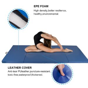 Polar Aurora 4'x10'x2 Thick Folding Gymnastics Exercise Mat Aerobics Stretching Yoga Mats (Blue)