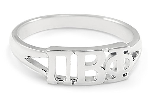 The Collegiate Standard Sterling Silver Pi Beta Phi ring with cut-out letters size 7