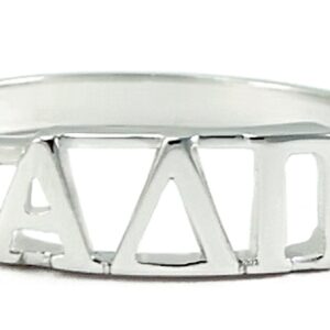 The Collegiate Standard Sterling Silver Alpha Delta Pi ring with cut-out letters size 7