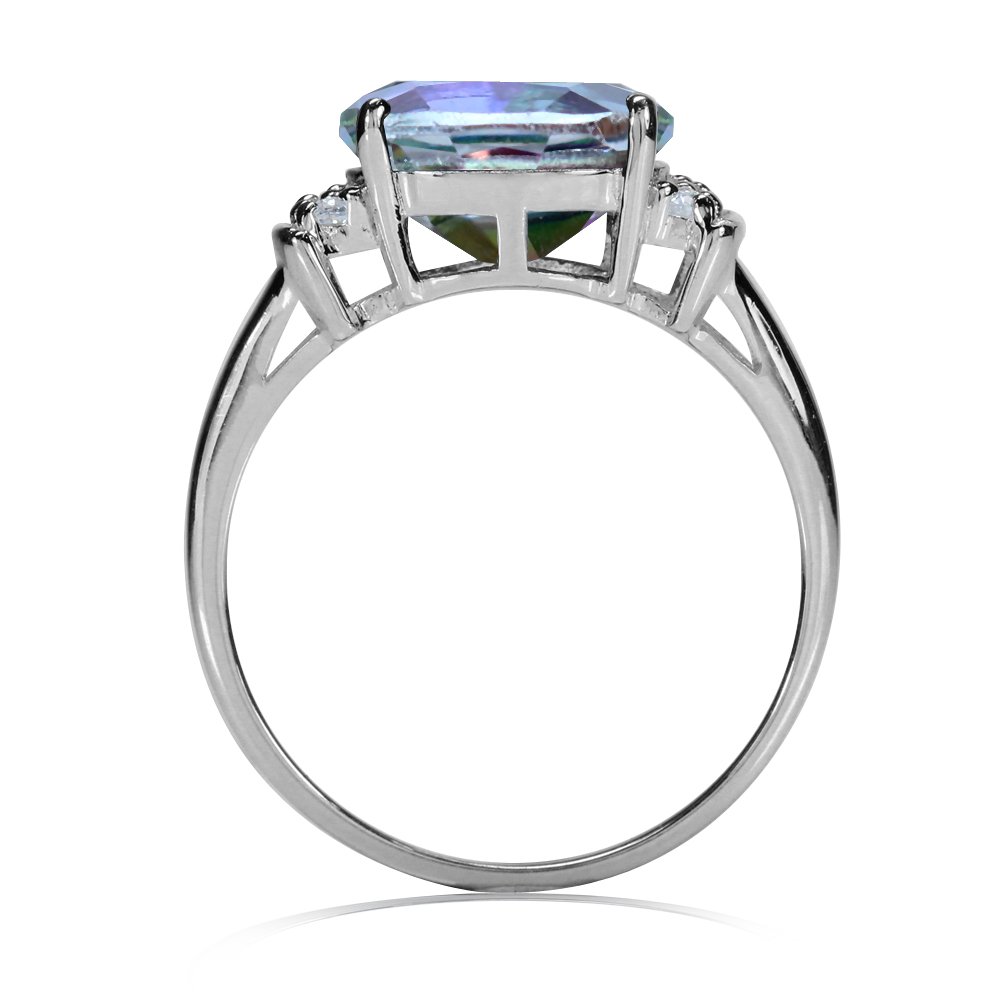 Silvershake 3.37ct. Mystic Fire Topaz White Gold Plated 925 Sterling Silver Cocktail Ring Size 9