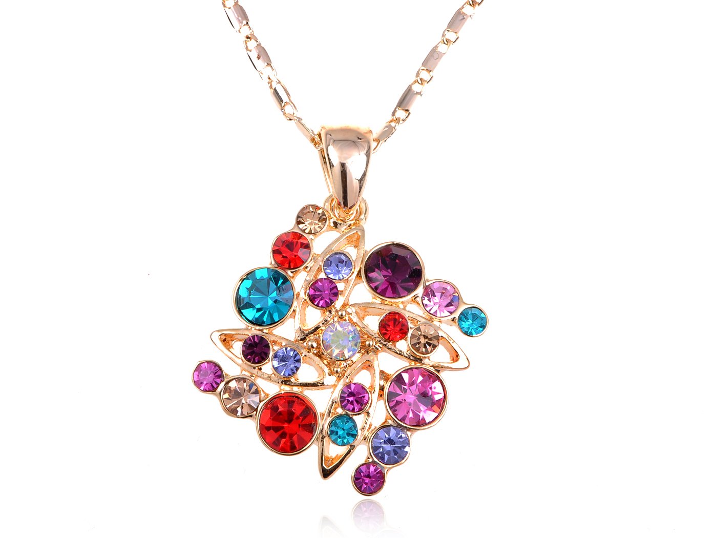 Alilang Colorful Crystal Square Shape Pendant Necklace