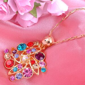 Alilang Colorful Crystal Square Shape Pendant Necklace