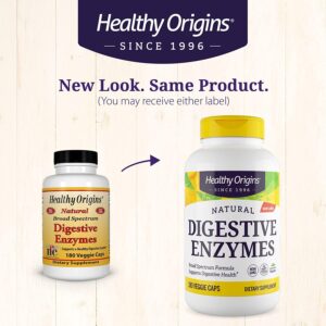 Healthy Origins Digestive Enzymes (NEC) Broad Spectrum - with Protease, Amylase & Lipase - Gluten-Free Digestion and Gut Health Supplement - 180 Veggie Capsules