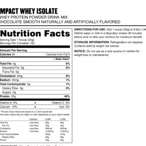 Myprotein® - Impact Whey Isolate - Whey Protein Powder - Naturally Flavored Drink Mix - Daily Protein Intake for Superior Performance - Chocolate (5.5 lbs, Pack of 1)