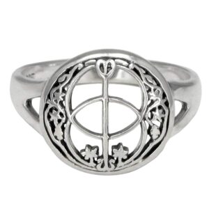 Moonlight Mysteries Sterling Silver Chalice Well Ring Symbol of Avalon and Divine Feminine Size 8