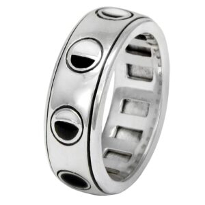 Sterling Silver Enamel Lunar Moon Phase Spinner Ring Size 7