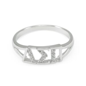 The Collegiate Standard Delta Sigma Pi Sterling Silver Ring set with Czs (11.0)