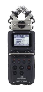 zoom h5 4-track portable recorder for audio for video, music, and podcasting, stereo microphones, 2 xlr/trs inputs, usb audio interface, battery powered