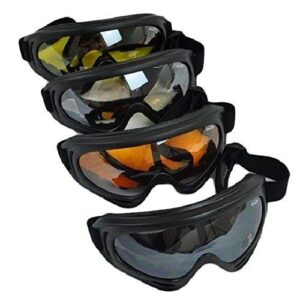 4 goggles/lot - black + clear + amber + yellow multi use motorcycle riding snowboard airsoft protective goggles safety glasses sport ski airsoft paintball