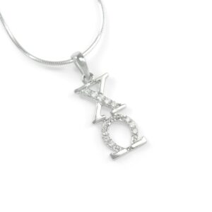 The Collegiate Standard Chi Omega Sterling Silver Lavaliere with Czs