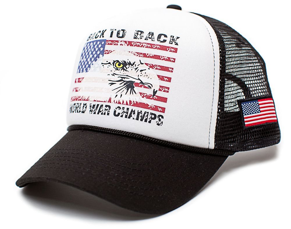 Back To Back World War Champs Eagle Unisex-Adult Trucker Hat -One-Size (Black/White/Black)