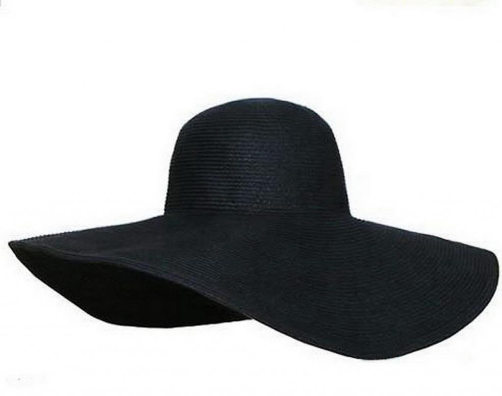 Women's Ridge Wide Floppy Brim Summer Beach Sun Hat Straw Cap Party Garden Travel (Black)