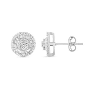 Amazon Essentials Sterling Silver Diamond Round Stud Earrings (1/2 cttw) (previously Amazon Collection)