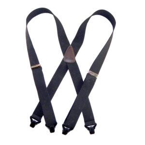 Hold Up Suspenders for Men - Ski-Ups Mens Black 1 1/2" Heavy Duty Suspenders for Men with USA Patented Black Composite Plastic Heavy Duty Gripper Clasps - Versatile and Durable Ski Suspenders