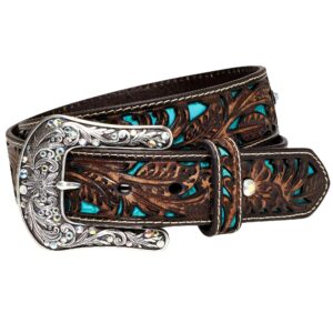 ARIAT Women's Turquoise Inlay Floral Bling Belt