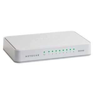 netgear 8-port gigabit ethernet unmanaged switch (gs208) - desktop, ethernet splitter, silent operation, plug-and-play