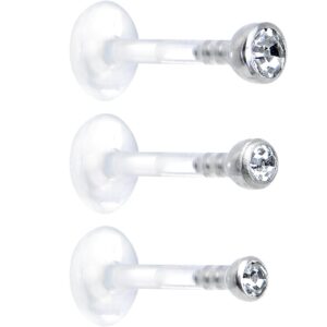 body candy clear bioplast triple forward helix barbell 3 pack 16 gauge 5/16"