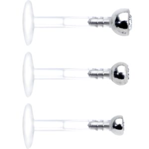 Body Candy Clear Bioplast Triple Forward Helix Barbell 3 Pack 16 Gauge 5/16"