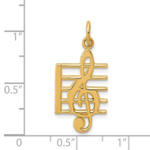 The Black Bow 14k Yellow Gold Treble Clef and Staff Pendant