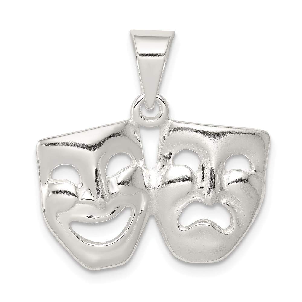 The Black Bow Sterling Silver Polished Comedy and Tragedy Mask Pendant