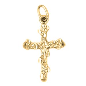 jewels obsession 18k yellow gold nugget cross pendant, made in usa