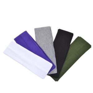 cosmos stretchy cotton yoga sport headband, assorted dark colors, 5 pack