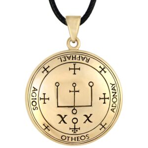 bronze sigil of archangel raphael talisman necklace