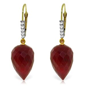 Galaxy Gold GG 14k Solid Yellow Gold Earrings Drop Briolette Rubies Diamonds