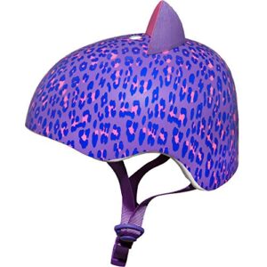 Krash Girls Bike Helmet, Purple Leopard Kitty