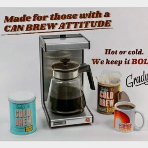 Grady's Cold Brew Coffee | Original - Brewed Strong | New Orleans Style Cold Brewed coffee Concentrate | Medium Roast Gourmet Coffee | Coffee Can | 4 Bean Bags | 12 Servings Per Can