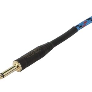 Monoprice 1/4-Inch TS Male to 1/4-Inch Right Angle TS Male Guitar/Instrument Cable - 10 Feet, Blue, 20AWG, Braided Jacket, Gold Plated - Cloth Series