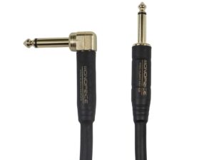 monoprice 1/4-inch ts male to 1/4-inch right angle ts male guitar/instrument cable - 10 feet, blue, 20awg, braided jacket, gold plated - cloth series