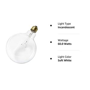 Satco 60G40 Incandescent Globe Light, 60W E26 G40, Clear Bulb [Pack of 6]