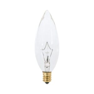 satco s3283 chandelier bulb 40w clear e12 base, 25 pack