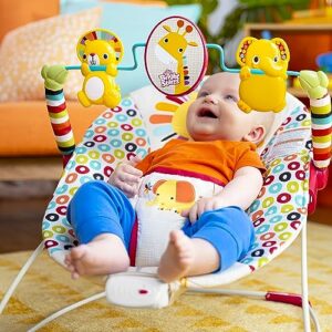 Bright Starts Portable Baby Bouncer Soothing Vibrations Infant Seat with Removable-Toy-Bar, 0-6 Months 6-20 lbs (Playful Pinwheels)