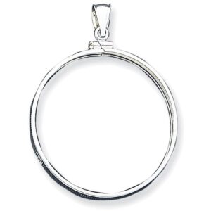 fjc finejewelers sterling silver 38.2 x 2.8mm plain coin bezel pendant necklace chain included