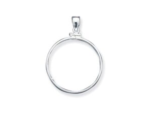 fjc finejewelers sterling silver 30.5 x 2.1mm $0.50 plain coin bezel pendant necklace chain included