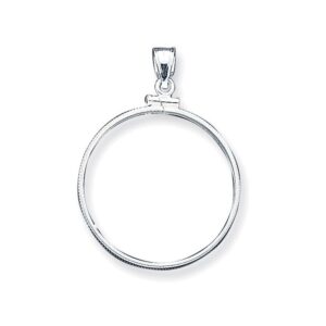 FJC Finejewelers Sterling Silver 30.5 X 2.1mm $0.50 Plain Coin Bezel Pendant Necklace Chain Included